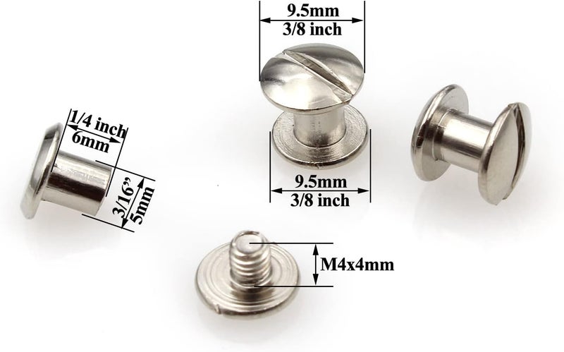 ALLOYPRO 36 Pcs Silvery Round Metal Chicago Binding Screws Assorted Kit Nail Rivet Chicago Button DIY Leather Decoration Bookbinding Round Flat Head Stud Screw M5x6mm - Image 2